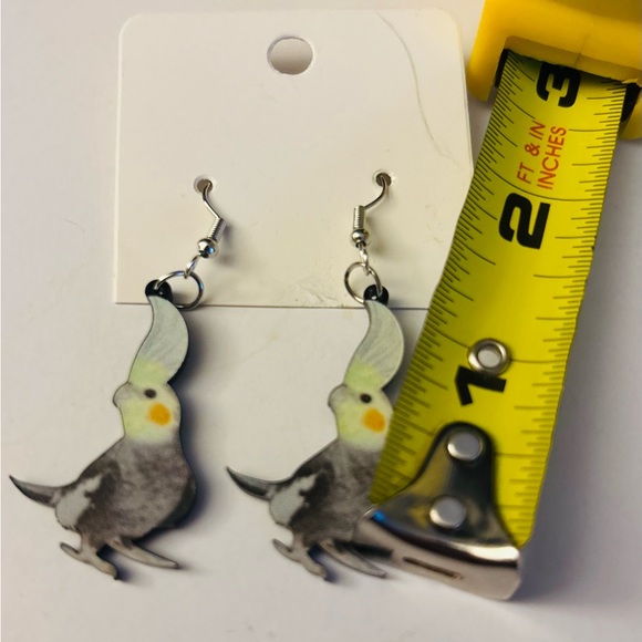 Cockatiel Parrot Bird Earrings - Picture 4 of 4